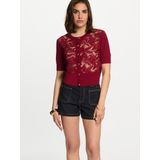 Morgan - Gebreid Vest - Donkerrood - Korte Mouwen - Ronde Hals