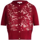 Morgan - Gebreid Vest - Donkerrood - Korte Mouwen - Ronde Hals