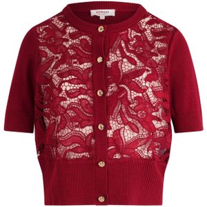 Morgan - Gebreid Vest - Donkerrood - Korte Mouwen - Ronde Hals