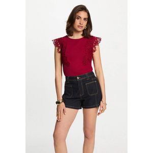 Morgan - Mouwloze Top - Donkerrood