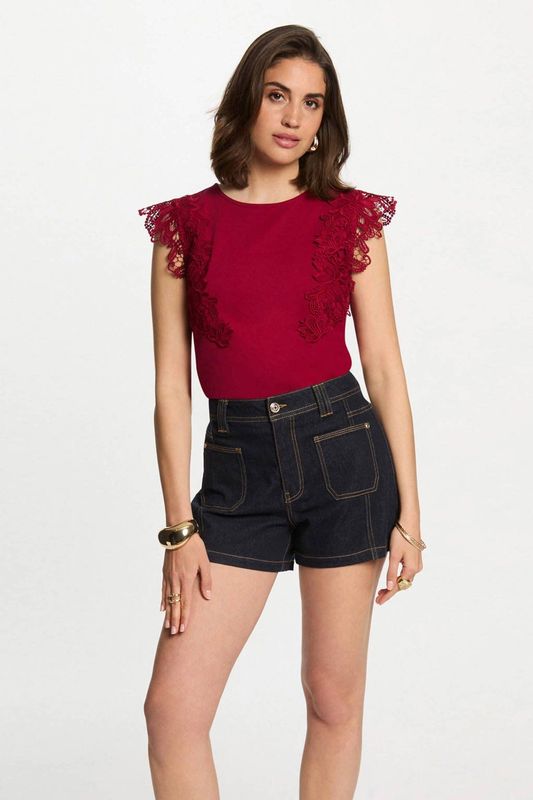 Morgan - Mouwloze Top - Donkerrood