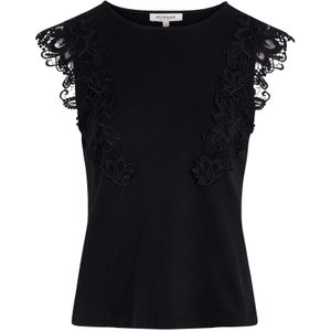 Morgan - Shirt - Zwart - Kwartmouw - Effen - Normale Pasvorm