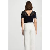 MORGAN - T-shirt - Marineblauw - Polyester - Korte Mouwen