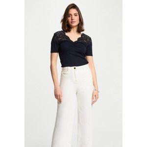 MORGAN - T-shirt - Marineblauw - Polyester - Korte Mouwen