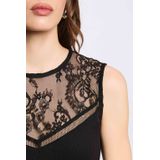 Morgan - Kanten Top - Zwart - Mouwloos