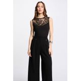 Morgan - Kanten Top - Zwart - Mouwloos