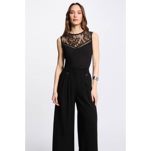 Morgan - Kanten Top - Zwart - Mouwloos