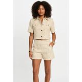 Morgan - Tweed Jasje - Ecru - Dames - Korte Mouwen - Klassieke Kraag