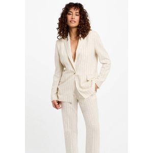 Morgan - Regular Blazer - Beige - Krijtstreep - Linnen