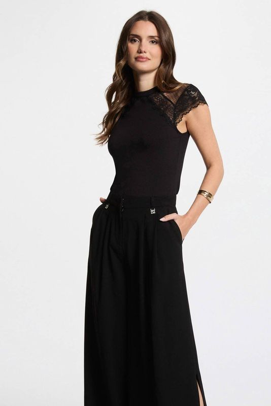 Morgan - 252-DODO - T-shirt - Zwart - Slanke Pasvorm - Kwartmouw