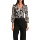 Morgan - Top - Zwart - Lange Mouwen - Overslagkraag - Polyester