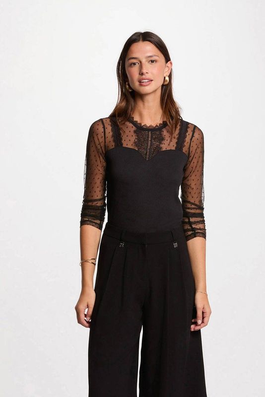 MORGAN T-shirts met lange mouwen, Zwart M, XS