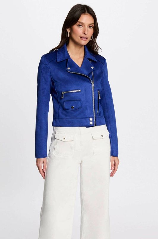 Morgan - Suede Bikerjack - Met Lange Mouwen - Reverskraag - Voorjaar