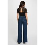 Morgan - Top - Zwart - Korte Mouwen - V-hals - Kantdetails