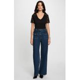 Morgan - Top - Zwart - Korte Mouwen - V-hals - Kantdetails