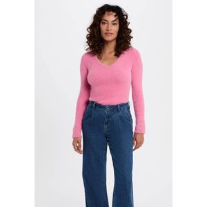 Morgan trui rib gebreid roze