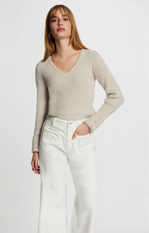 MORGAN - Trui - Grijs - V-hals - Fijn Tricot