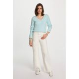 Morgan - Gebreide Trui - Turquoise - Fijn Gebreid - Lang Model