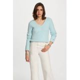 Morgan - Gebreide Trui - Turquoise - Fijn Gebreid - Lang Model