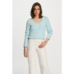 Morgan - Gebreide Trui - Turquoise - Fijn Gebreid - Lang Model