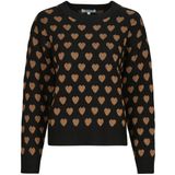 Morgan - Gebreide Trui - Zwart - Met Hartjes