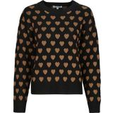 Morgan - Gebreide Trui - Zwart - Met Hartjes