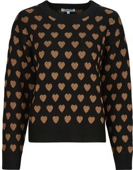 Morgan - Gebreide Trui - Zwart - Met Hartjes