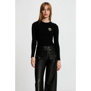 Morgan - Gebreide Trui - Zwart - Ribgebreid