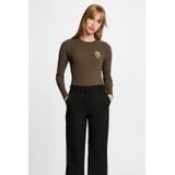 Morgan - Gebreide Trui - Kaki - Ribgebreid