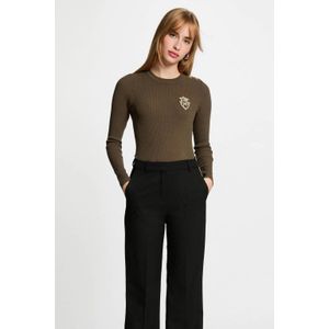 Morgan - Gebreide Trui - Kaki - Ribgebreid