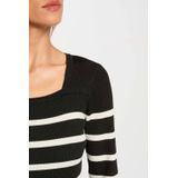 MORGAN - Tricot Jurk - Zwart - A-lijn - Lange Mouwen - Knielengte