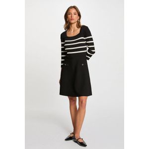 MORGAN - Tricot Jurk - Zwart - A-lijn - Lange Mouwen - Knielengte