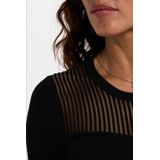 Morgan - Midi Jurk - Zwart - Kokerjurk - Lange Mouwen - Ronde Hals