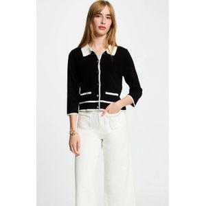 Morgan - Cardigan - Zwart - Driekwart Mouwen - Polokraag met Knoopsluiting
