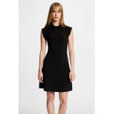 Morgan - Jurk - Zwart - Mouwloos - Opstaande Kraag - Gebreid Ontwerp
