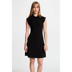 Morgan - Jurk - Zwart - Mouwloos - Opstaande Kraag - Gebreid Ontwerp