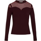 Morgan - Gebreide Trui - Donkerrood - Ribgebreid