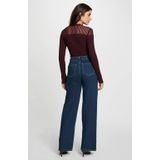 Morgan - Gebreide Trui - Donkerrood - Ribgebreid