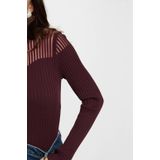 Morgan - Gebreide Trui - Donkerrood - Ribgebreid