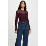 Morgan - Gebreide Trui - Donkerrood - Ribgebreid