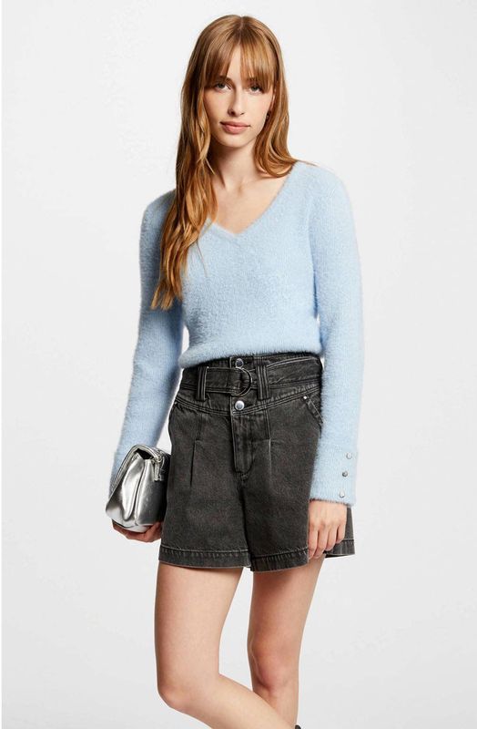 Morgan - Gebreide Trui - Lichtblauw - V-hals - Lange Mouwen