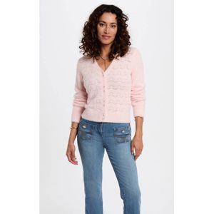 Morgan - Gebreid Vest - Lichtroze - Ajour