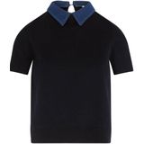 Morgan - Top - Donkerblauw - Dames - Korte Mouwen - Polo Kraag