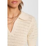 Morgan - Gebreide Trui - Zand - Katoen - Korte Mouwen