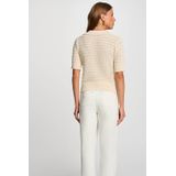 Morgan - Gebreide Trui - Zand - Katoen - Korte Mouwen