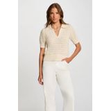 Morgan - Gebreide Trui - Zand - Katoen - Korte Mouwen