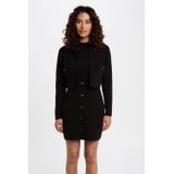 Morgan - Jurk - Zwart - Mini - Viscose - Opstaande Kraag