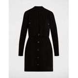 Morgan - Jurk - Zwart - Mini - Viscose - Opstaande Kraag