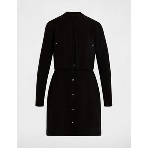 Morgan - Jurk - Zwart - Mini - Viscose - Opstaande Kraag