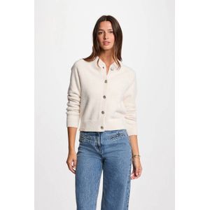 Morgan - Gebreid Vest - Ecru - Knoopsluiting - Ronde Hals
